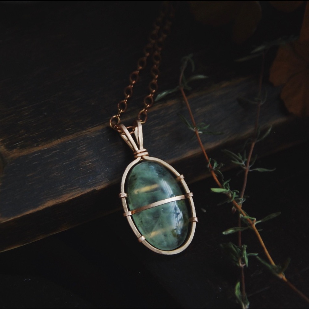 Green prehnite crystal pendant